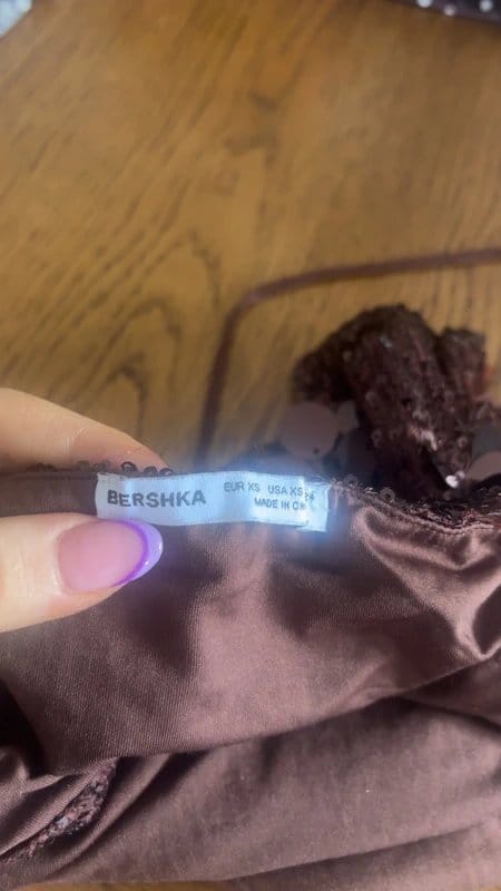 Bershka Asymmetrical Brown Sequin Halter Top