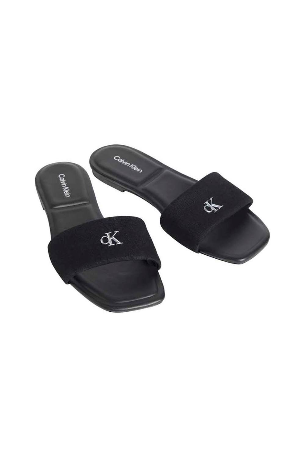 Calvin Klein Calvin Klein Women's Square Flat Sndl Canvas Hw Triple Black - 2