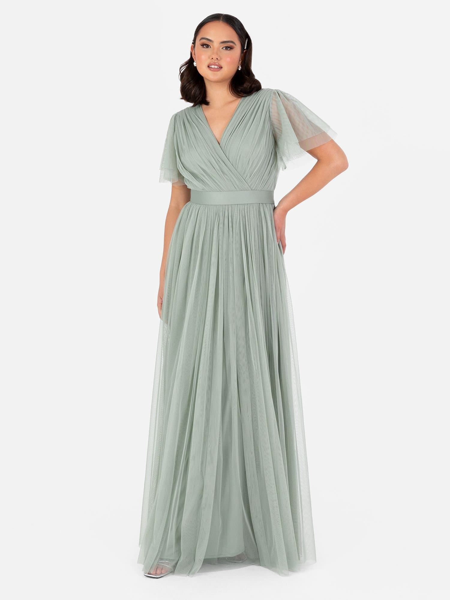 Anaya with Love Anaya with Love Women's Faux Wrap Short Sleeve Maxi Dress in Green