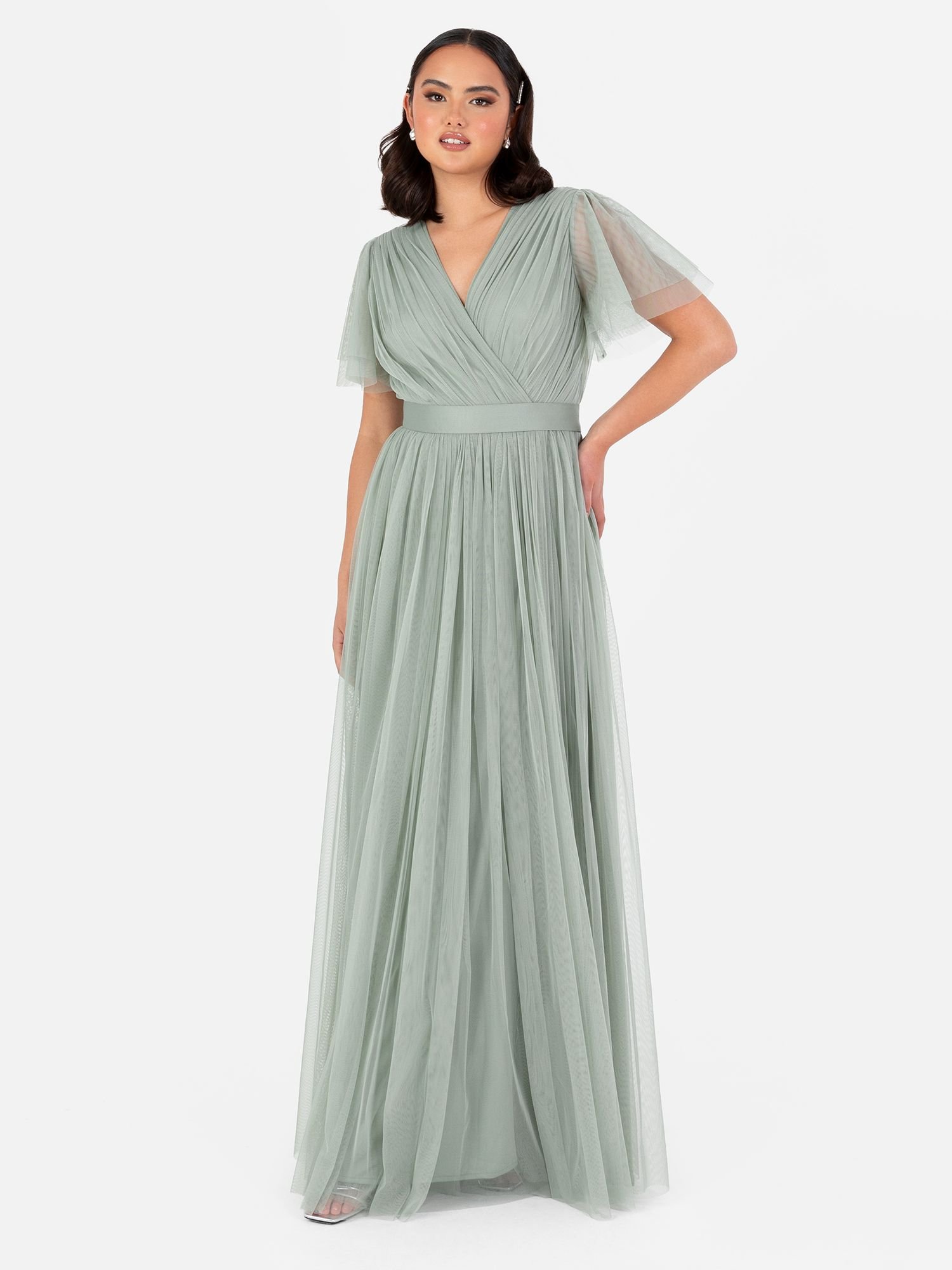 Anaya with Love Anaya with Love Women's Faux Wrap Short Sleeve Maxi Dress in Green - 4