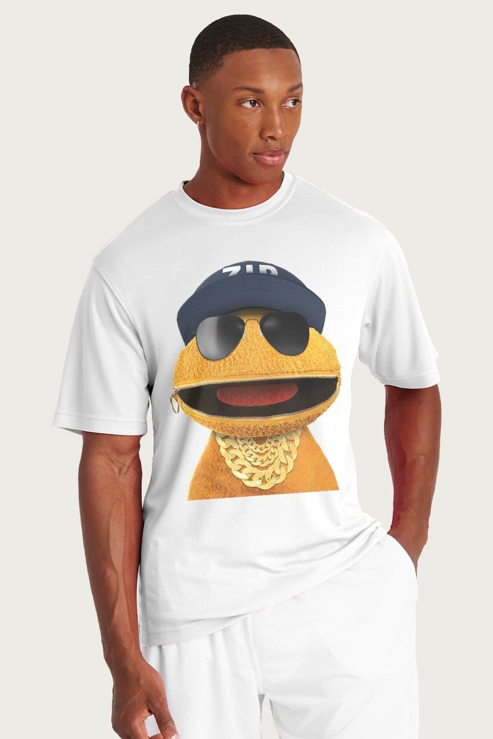 Rainbow Rainbow Men's 1972 Zippy Wearing Bling T-Shirt in White