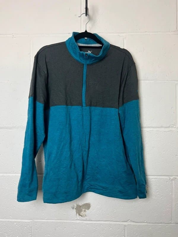 Puma vintage puma blue and black large quarter zip