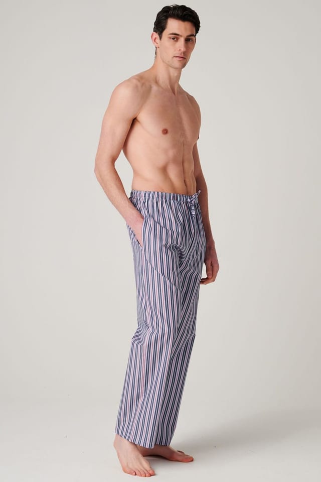 British Boxers British Boxers Men's "Red Pop Stripe" Crisp Cotton Pyjama Trousers - 2