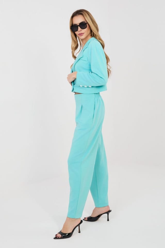 Love Lace Love Lace Women's Elegant Double Breasted Blazer Trouser Set in Turquoise - 3