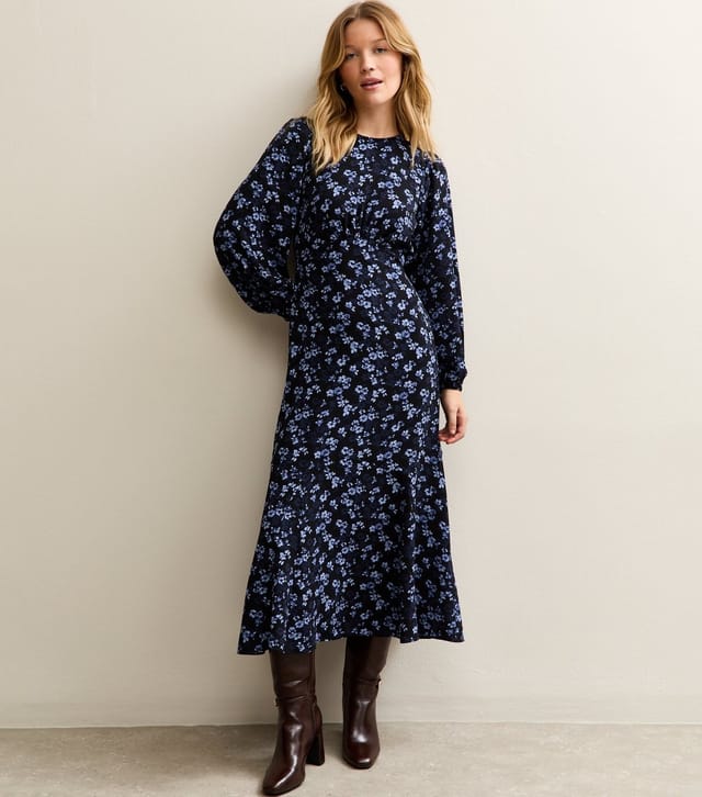 New Look Women's Blue Floral Puff Sleeve Midi Dress New Look - 3