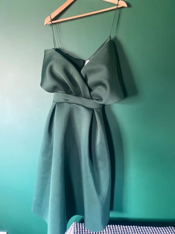 ASOS ASOS Emerald Green Bandeau Midi Dress Structured Scuba Size 16 Occasion