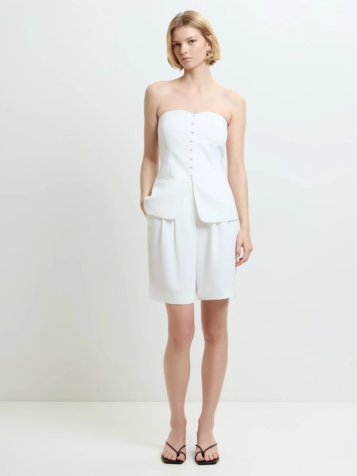 French Connection Harry Tailored Strapless Top Summer White - 1