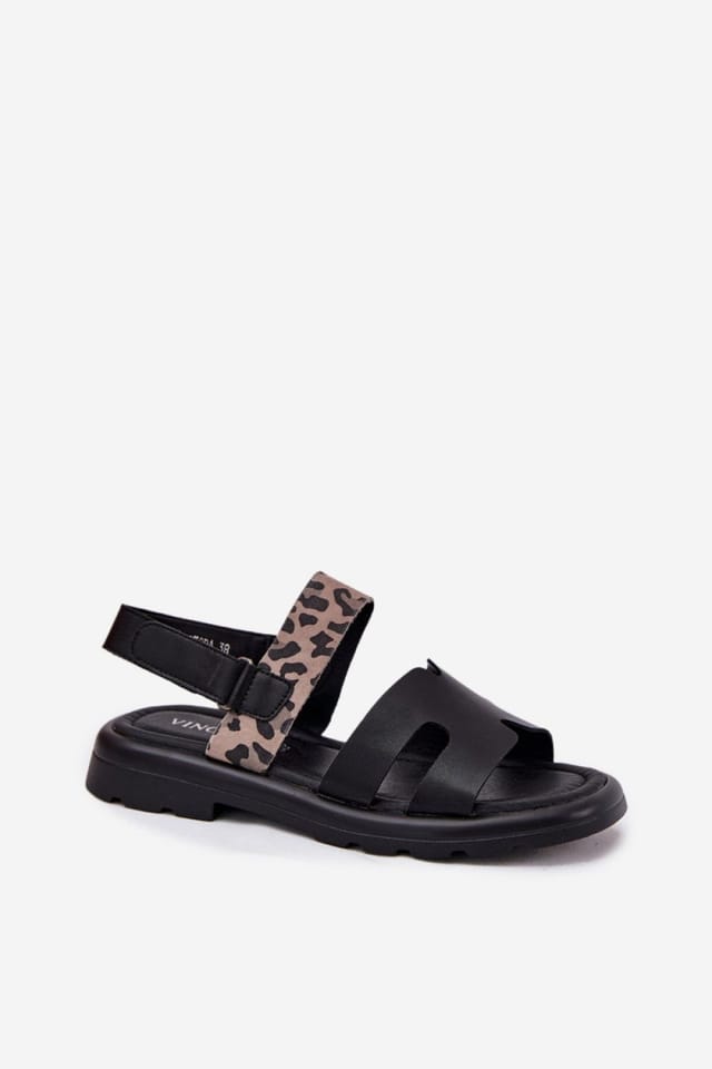 Love Lace Love Lace Women's Vinceza Natural Flat Velcro Sandals with Comfort in Black - 2