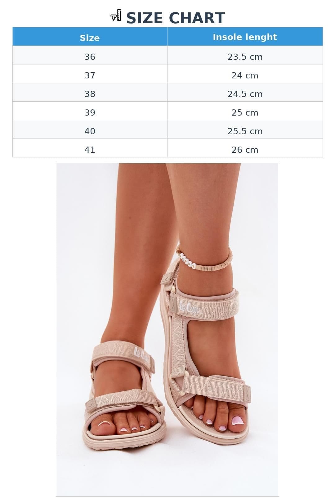Love Lace Love Lace Women's Lee Cooper Sporty Velcro Strap Sandals Comfort Lightweight Beige - 4