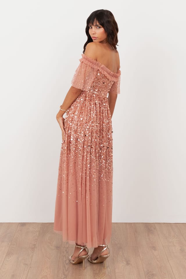 Maya Deluxe Maya Deluxe Women's Embellished Bardot Midaxi Dress in Pink - 2