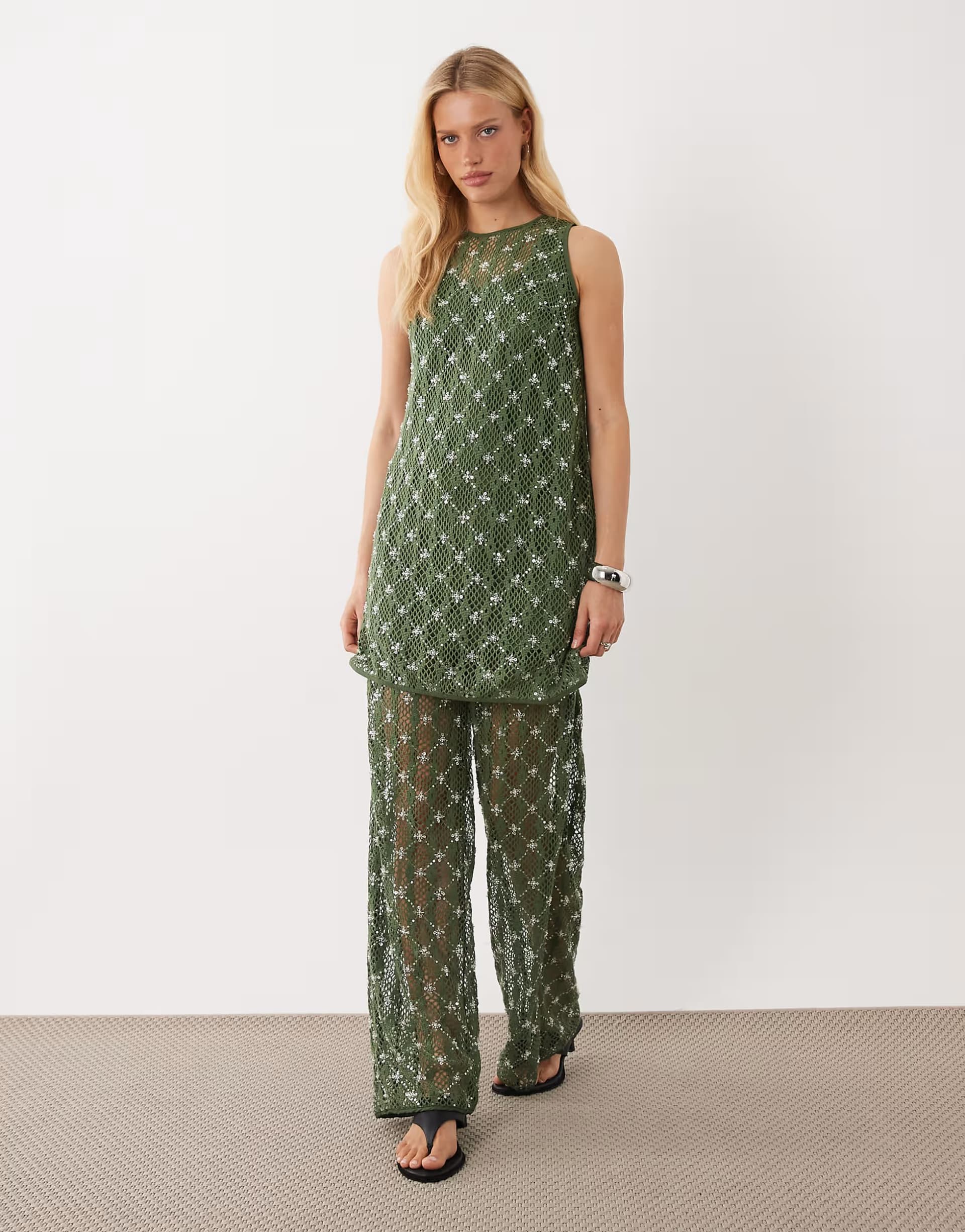ASOS Ghospell Zuma embellished co-ord in green
