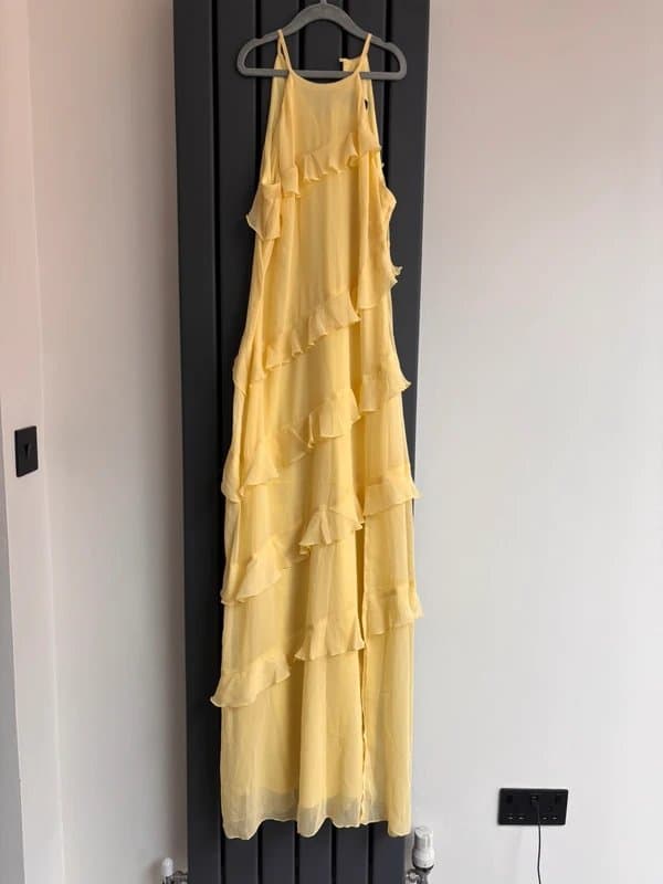 New Look Lemon Frill halter neck maxi dress
