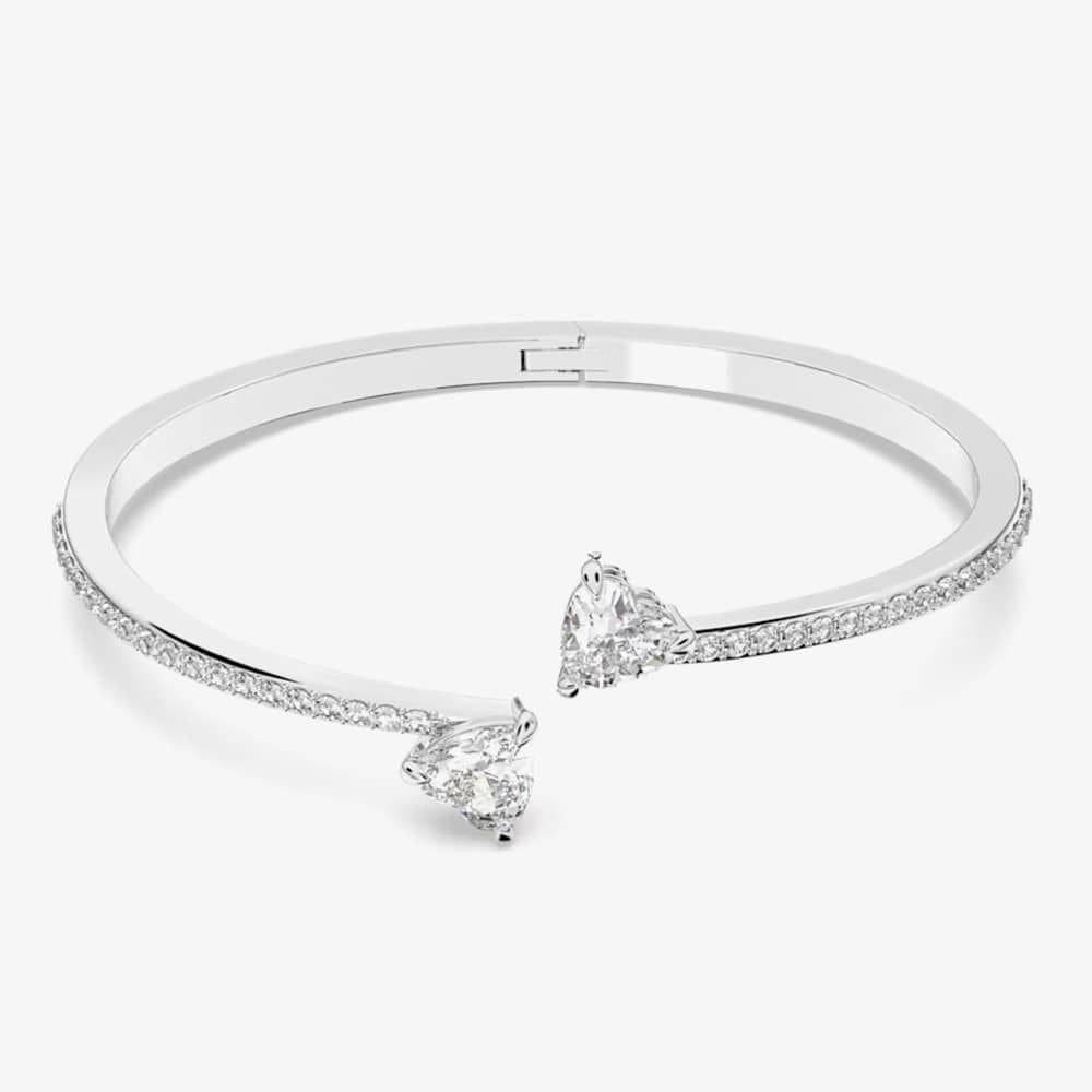 Swarovski Swarovski Women's Attract Soul White Crystal Heart Bangle 5518814 M in Silver