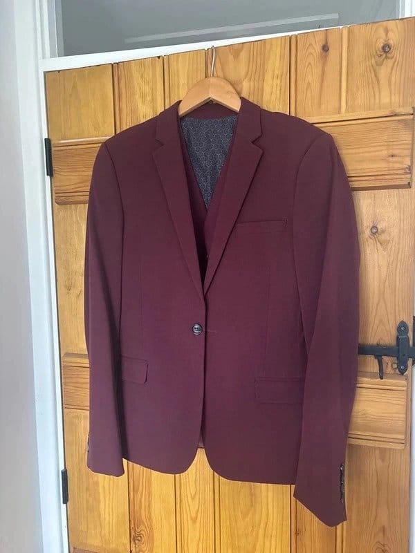 ASOS Men’s asos 3 piece burgundy suit - 1