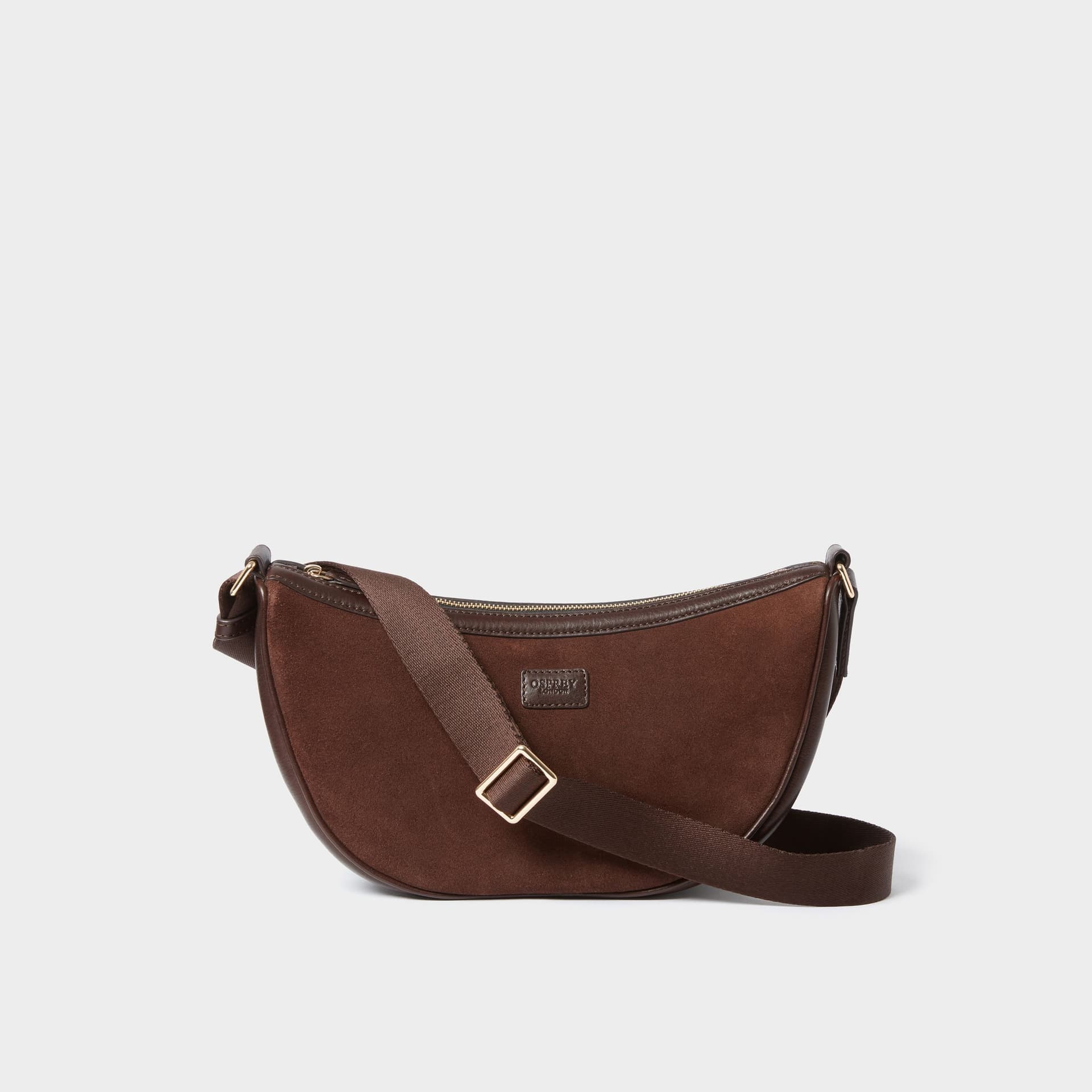 OSPREY LONDON OSPREY LONDON Men's The Mocha Suede Sling Bag in Chocolate