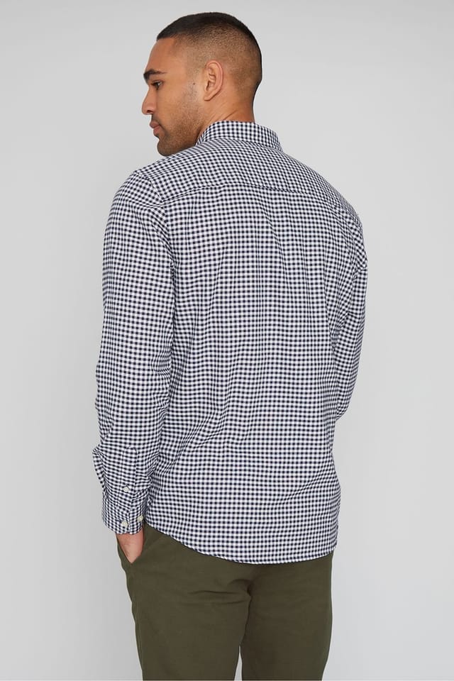 Threadbare Threadbare Men's 'Luca' Cotton Long Sleeve Check Shirt in Mid Navy - 2