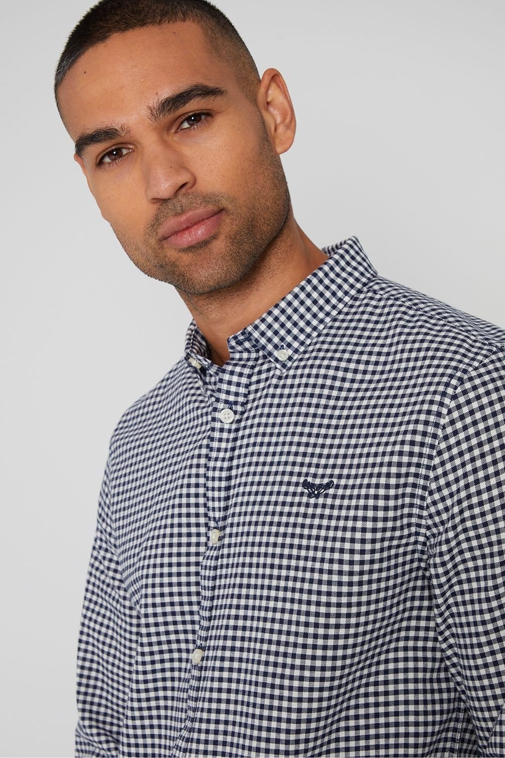 Threadbare Threadbare Men's 'Luca' Cotton Long Sleeve Check Shirt in Mid Navy - 4