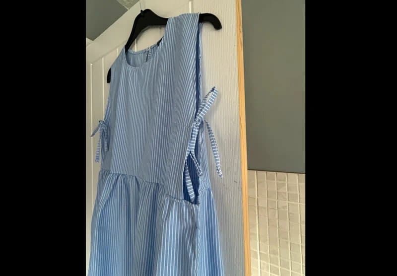 ASOS New ASOS blue stripe tie side chuck on summer smock dress XS