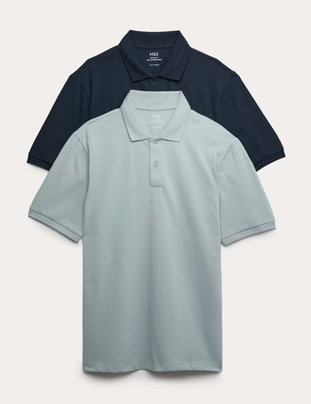 Marks & Spencer M&S Ultimate 2 Pack Cotton Rich Polo Shirts Soft Blue Mix