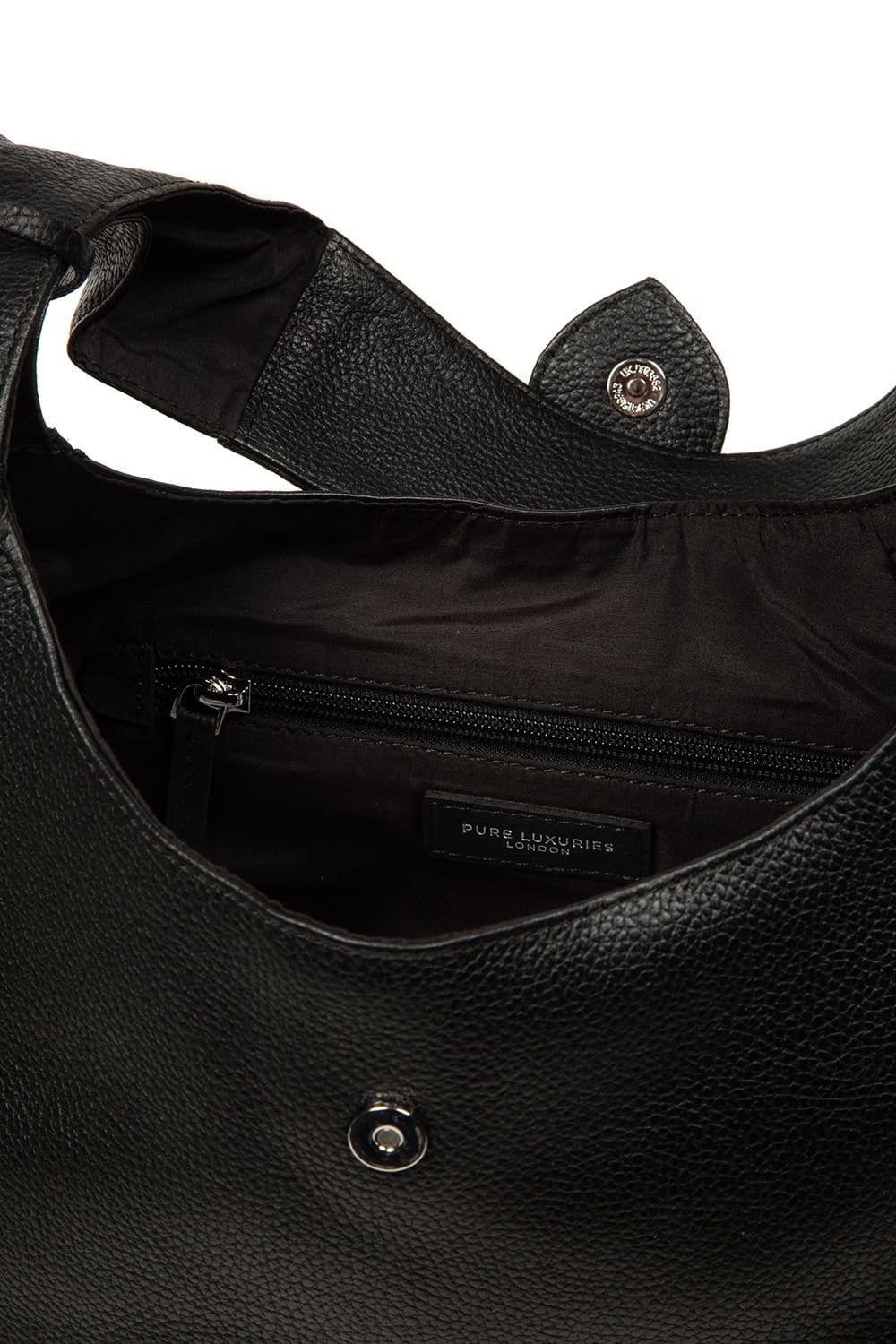 Pure Luxuries London Pure Luxuries London Women's 'Everly' Leather Shoulder Bag in Black - 4