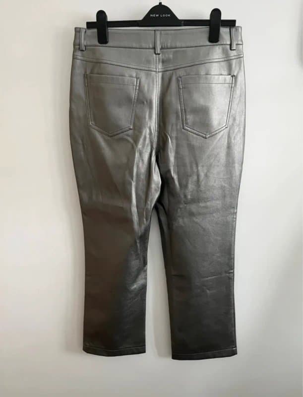 Never Fully Dressed Never fully dressed silver grey faux leather trousers jeans size 14