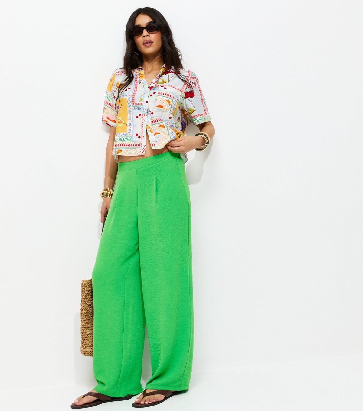 New Look Green Loose Fit Wide Leg Trousers