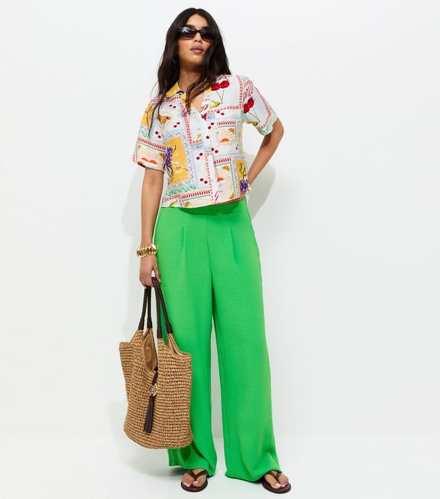 New Look Women's Green Loose Fit Wide Leg Trousers New Look - 3