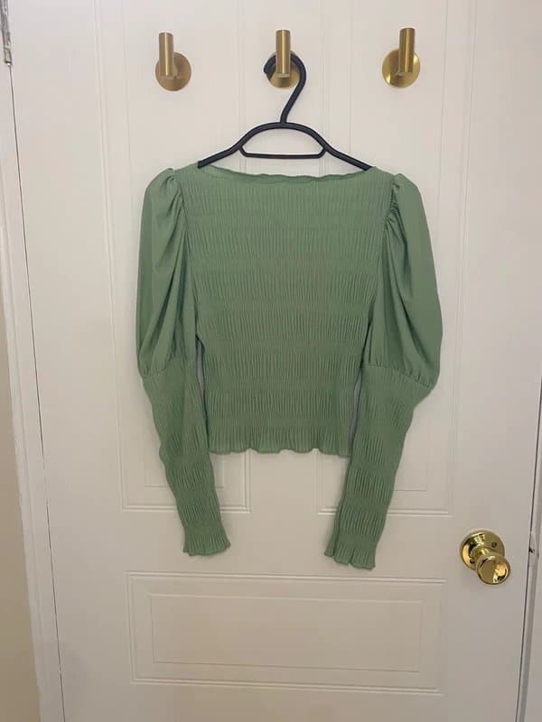 ASOS Design Asos green ruched top with balloon sleeve