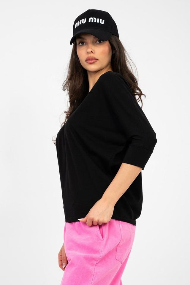 Love Lace Love Lace Women's Everyday Cotton Elastane V Neck Blouse Style 224757 in Black - 2