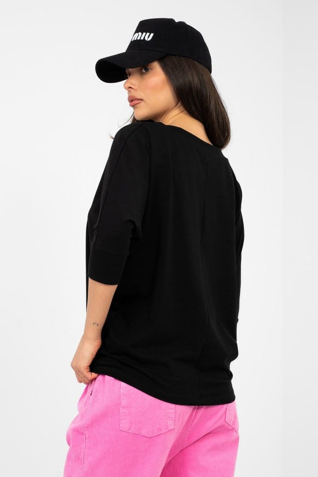 Love Lace Love Lace Women's Everyday Cotton Elastane V Neck Blouse Style 224757 in Black - 3