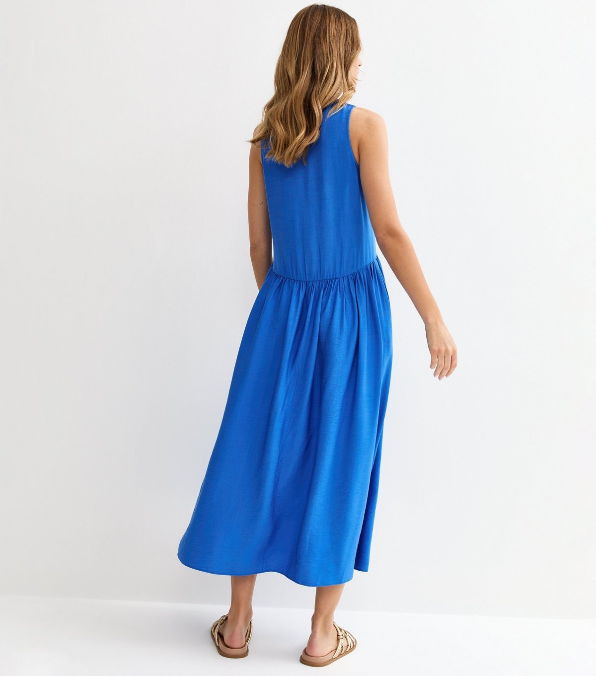 New Look Women's Bright Blue Drop Waist Sleeveless Midi Dress New Look - 4