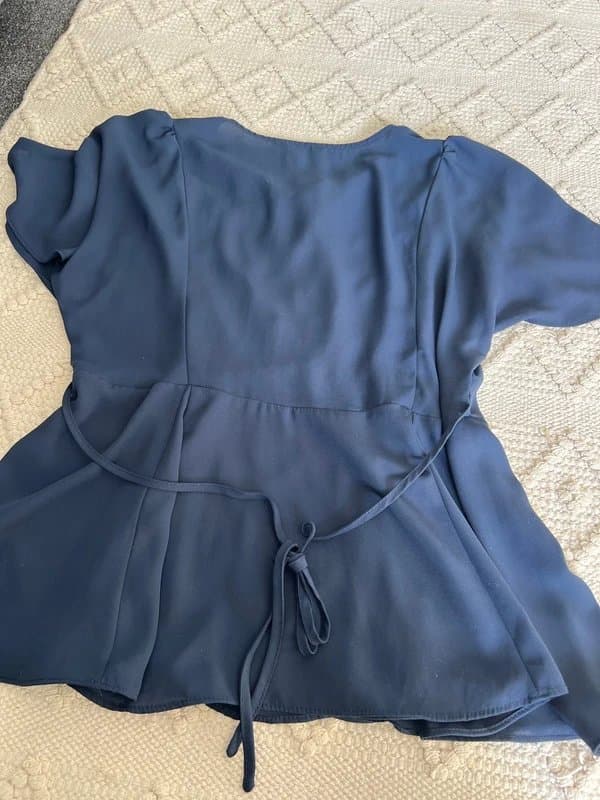 New Look Navy Chiffon Peplum Top