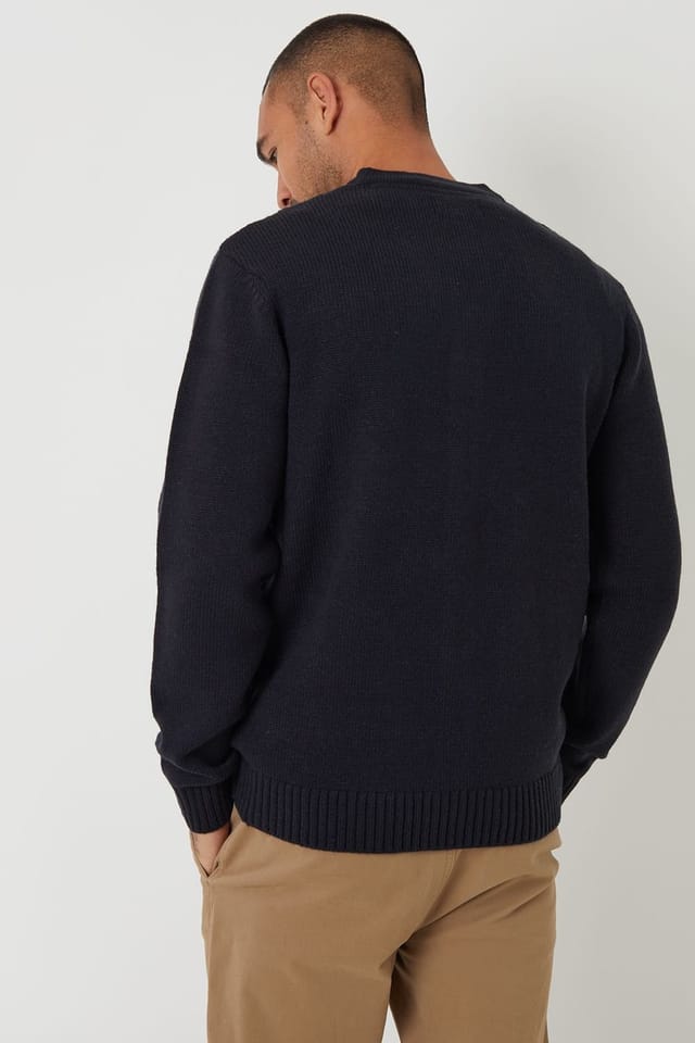 Threadbare Threadbare Men's Cable Knit Detail V-Neck Cardigan in Navy - 2