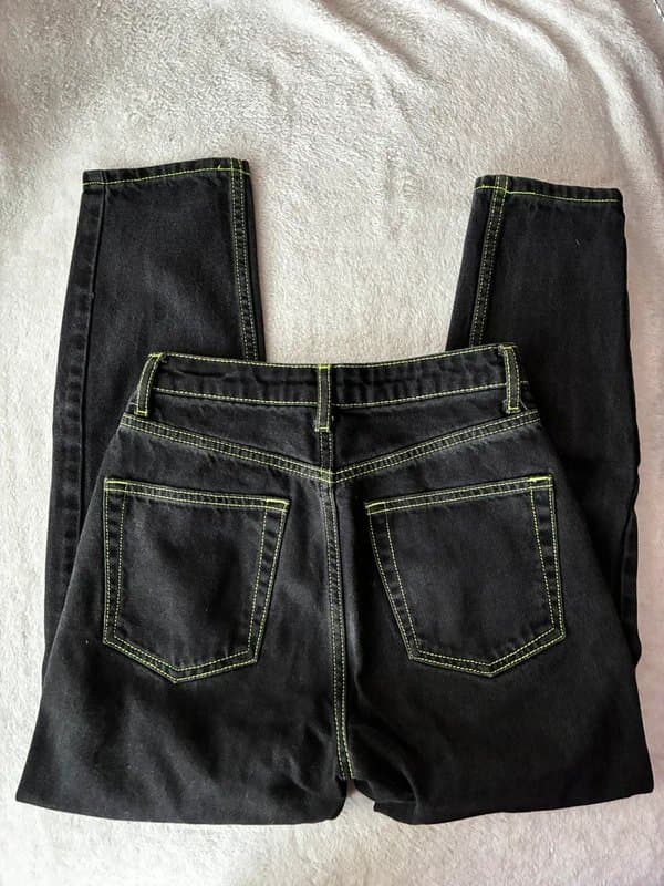 Topshop Topshop black and neon green jeans