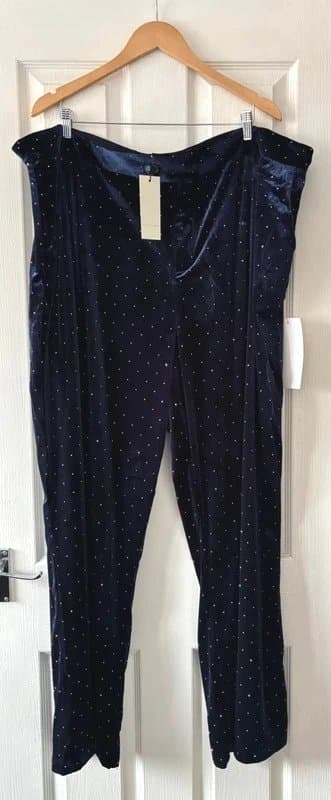 Never Fully Dressed Never fully dressed navy blue sparkle glitter velvet trousers 28 new