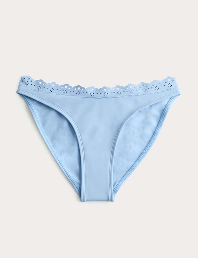 Marks & Spencer M&S Sculpt Broderie Trim High Leg Bikini Bottoms Bluebell - 2