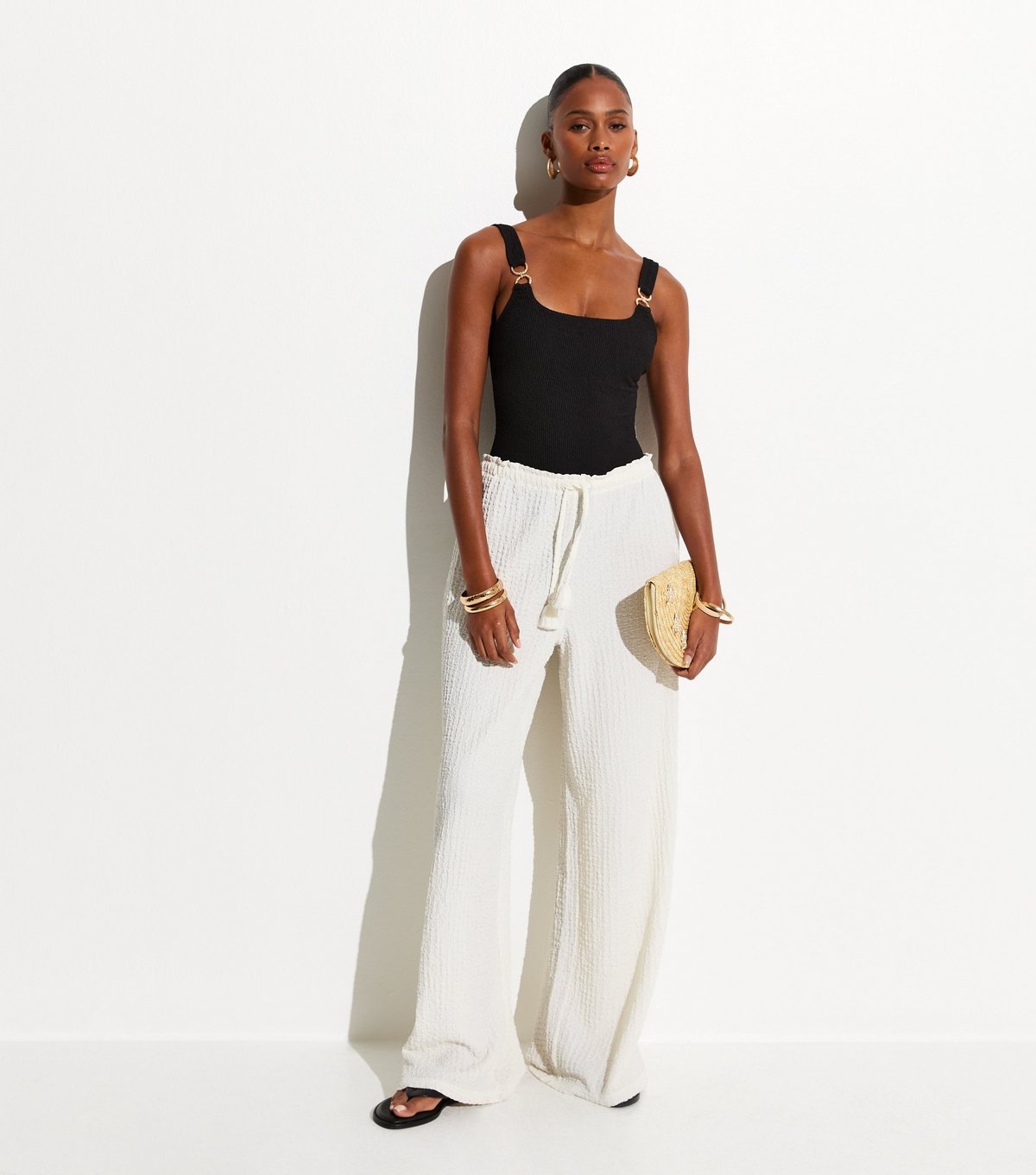 New Look Women's Black Tummy Control Double Ring Trim Swimsuit New Look - 2