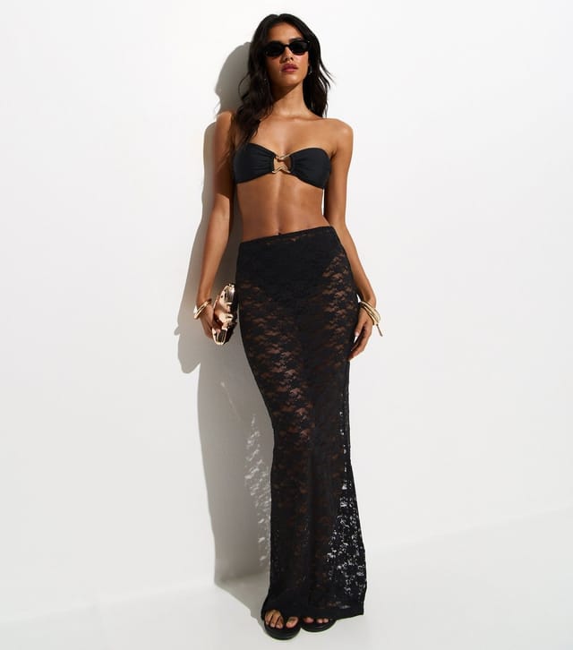 New Look Women's Black Abstract Ring Bandeau Bikini Top New Look - 3