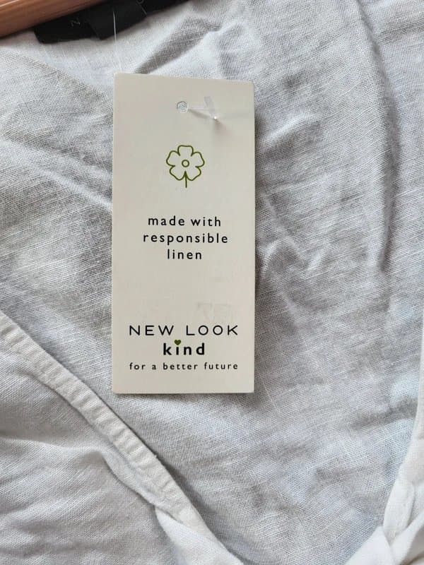 New Look White Linen Blend Tie Front Crop Top
