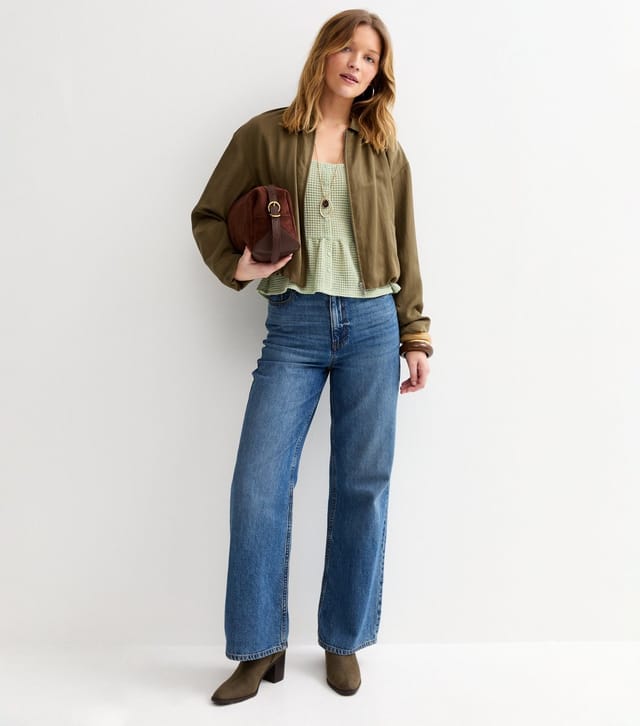 New Look Women's Light Green Textured Knit Button Up Peplum Top New Look - 3