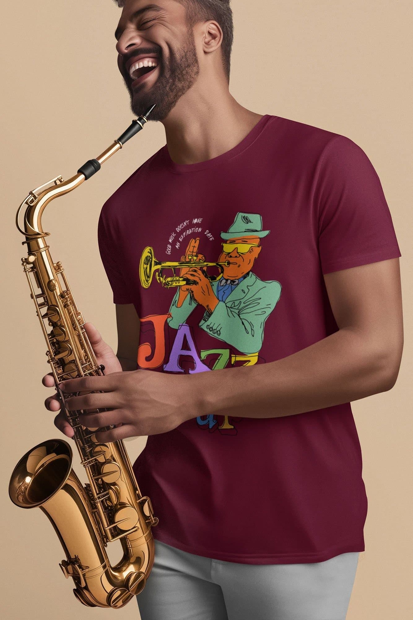 Bad Zebedee Bad Zebedee Men's Jazz It Up T-Shirt in Burgundy
