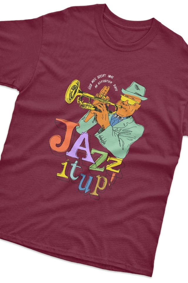 Bad Zebedee Bad Zebedee Men's Jazz It Up T-Shirt in Burgundy - 2