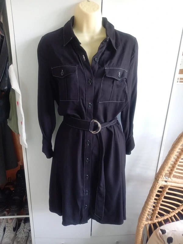 New Look New! 'New look' black shirt dress belt pockets detail