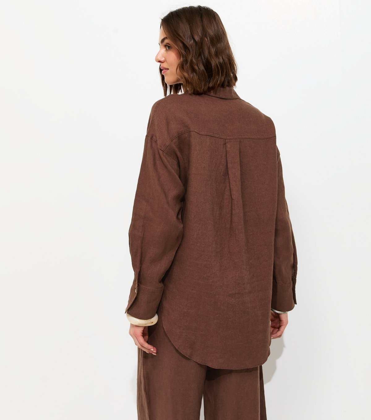 New Look Women's Brown Linen Oversized Long Sleeve Shirt New Look - 4