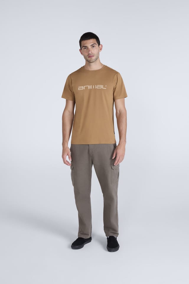 Animal Animal Men's 'Classico' Lightweight Breathable Soft Short Sleeve Cotton T-Shirt in Tan - 2
