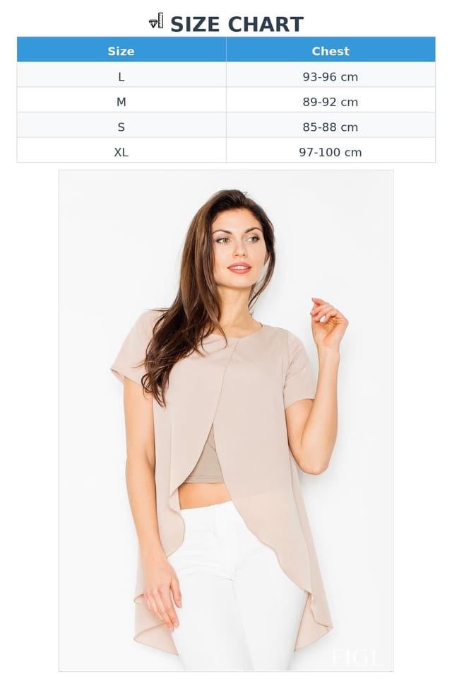 Love Lace Love Lace Women's Unusual Short Sleeve Belly Reveal Blouse in Beige - 2