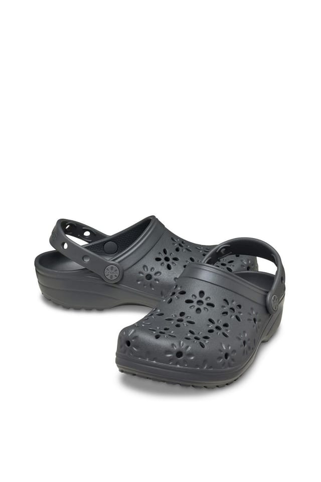 Crocs Crocs Women's Classic Floral Cut Out Clog in Black - 3