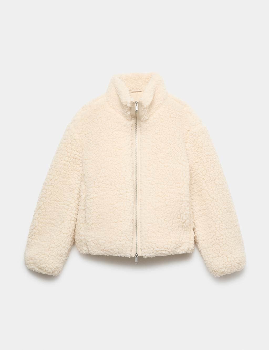 Marks & Spencer M&S Borg Funnel Neck Jacket Ecru