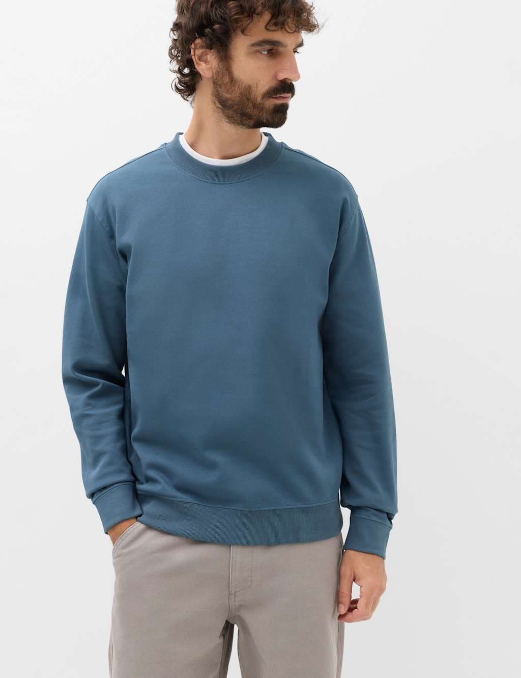 Marks & Spencer M&S Ultimate Cotton Rich Crew Neck Sweatshirt Dusty Blue