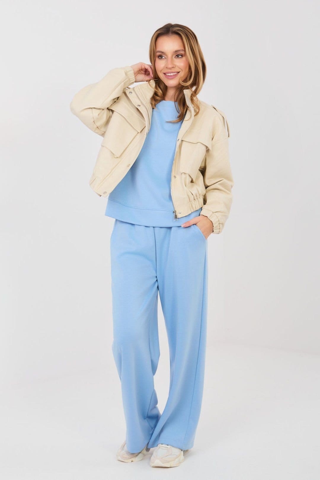 Love Lace Blue Viscose Blend Tracksuit Set